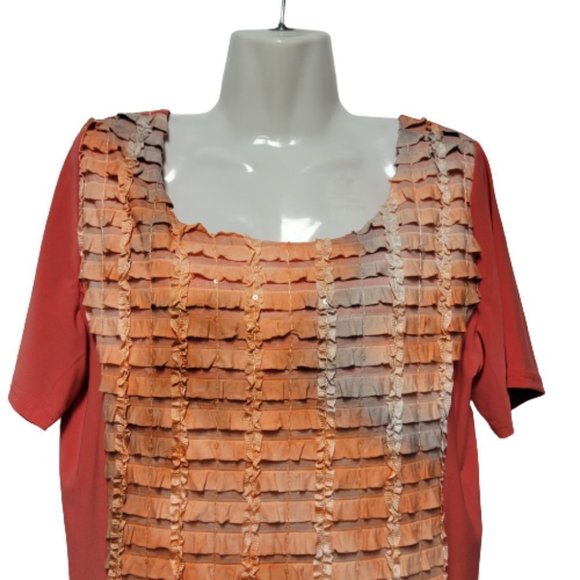 Coral and Grey Short Sleeve Dress  Various Sizes Plus Sizes M L XL 1XL - Picture 3 of 15